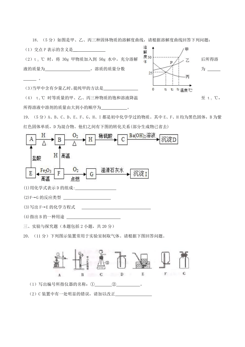 甘肃省武威市第九中学、爱华育新学校、武威十三中等学校2017—2018学年度第二学期第一次月考化学试题(含答案）