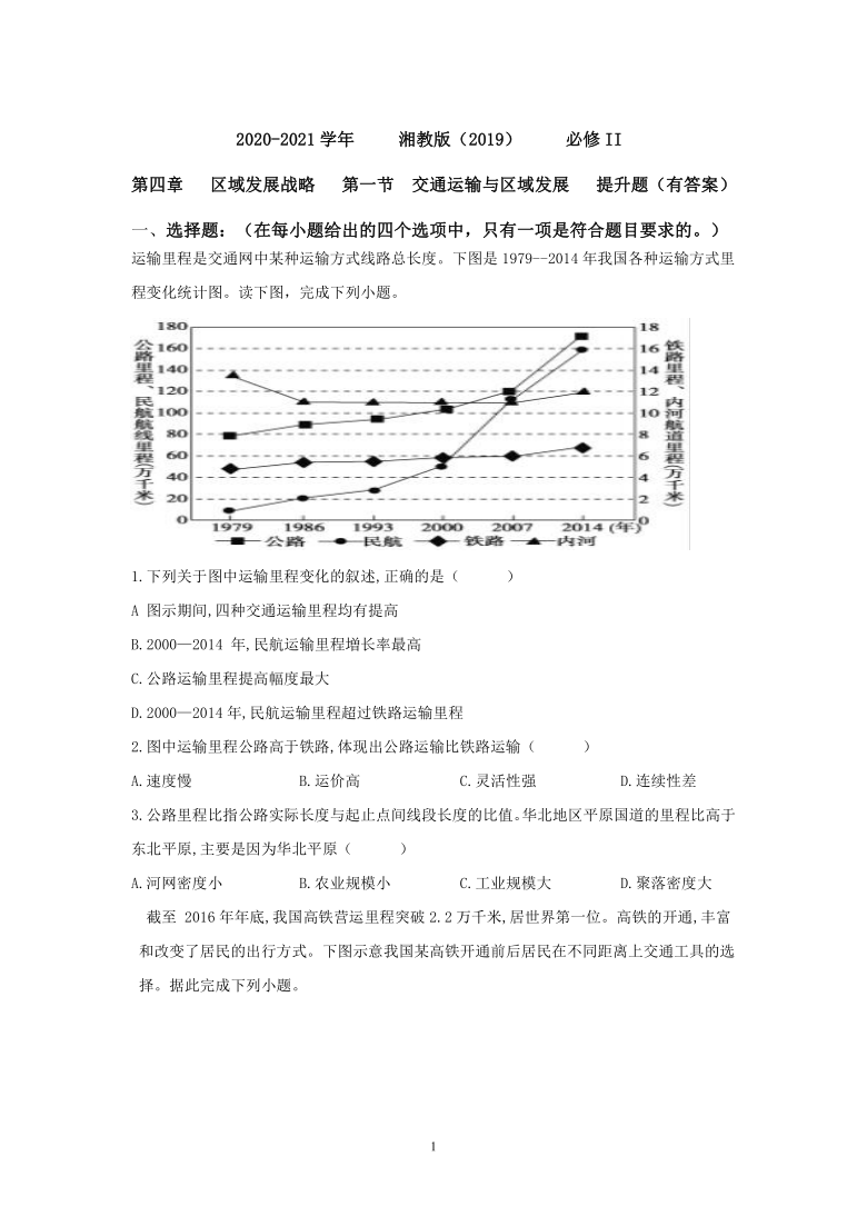 第一节 交通运输与区域发展 提升题（Word版含答案解析）