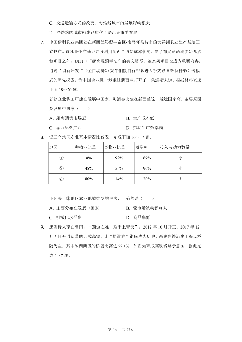 重庆市缙云教育联盟2020-2021学年高二11月月考地理试题 Word版含答案