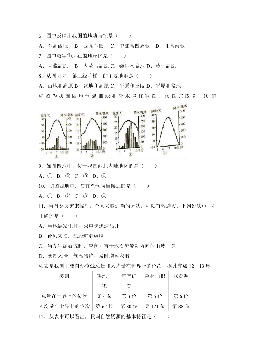 江苏省无锡市宜兴市2016-2017学年八年级（上）期末地理试卷（解析版）