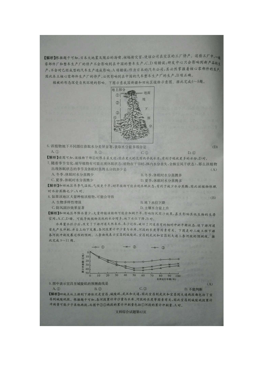 2018年普通高等学校招生全国统一考试考前模拟（一）文综地理试题【图片版，解析版】