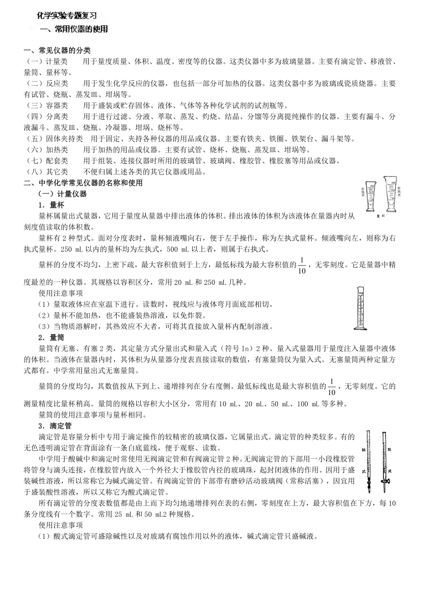 江西省南昌市湾里区第一中学高考化学实验专题复习