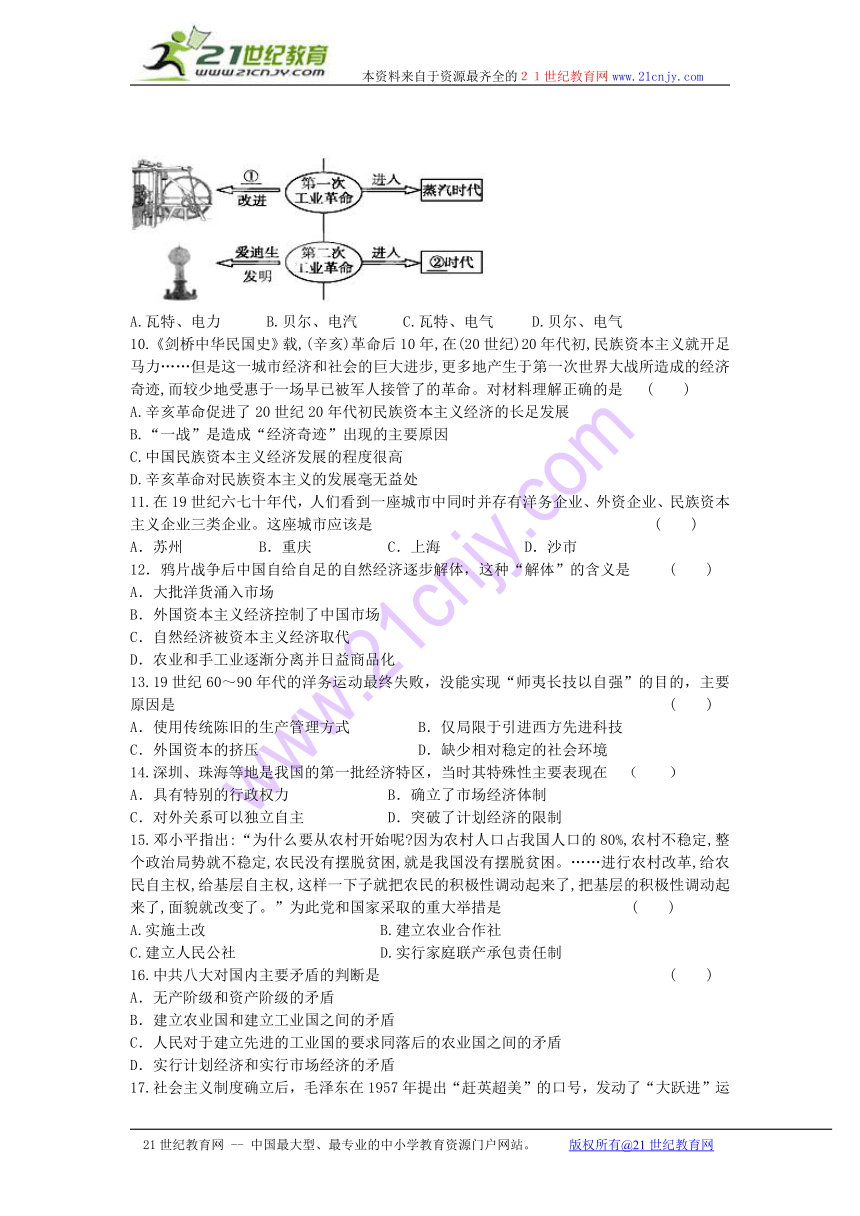 江苏省涟水中学2012-2013学年高一下学期期末考试历史试题