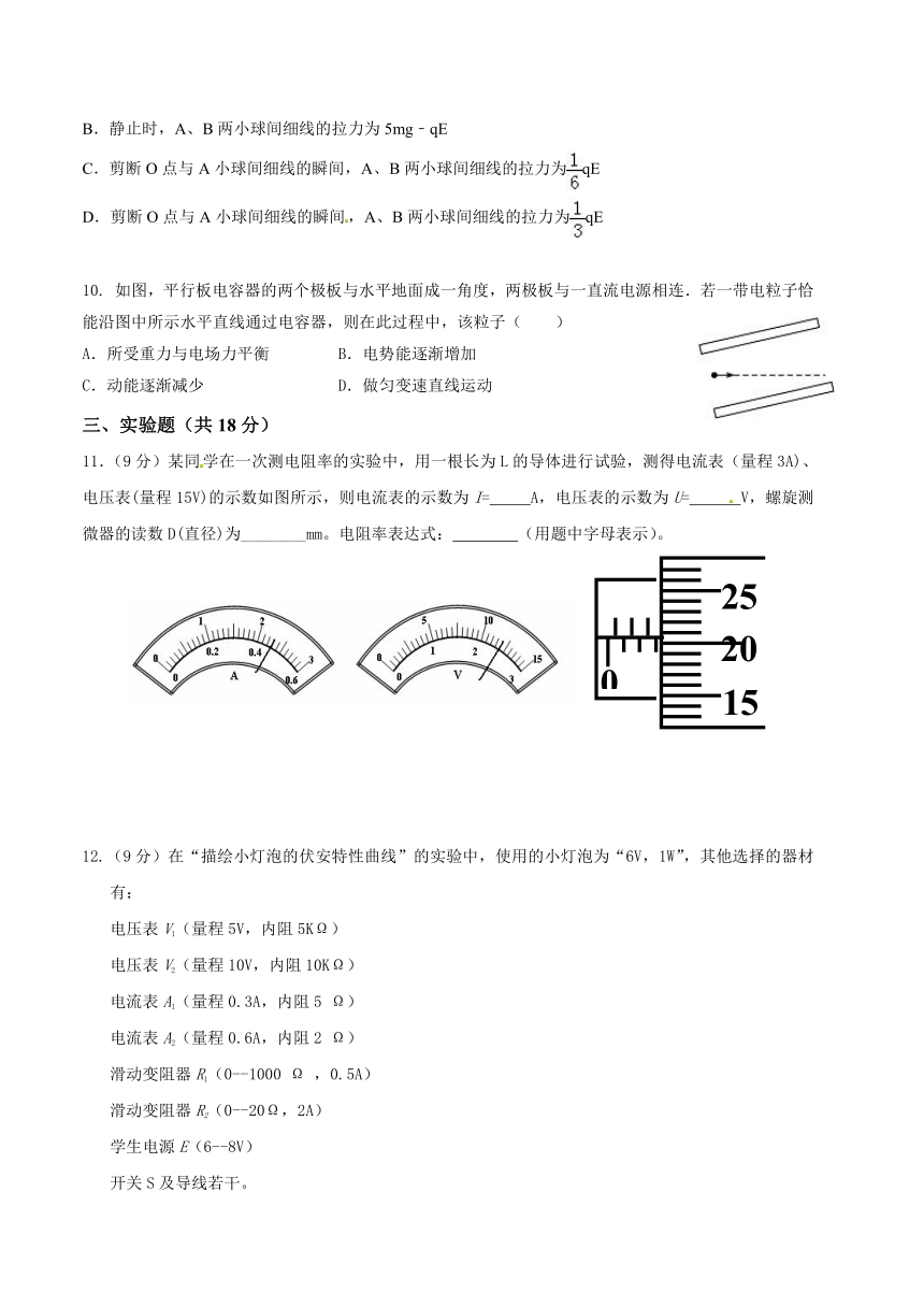 广西壮族自治区田阳高中2016-2017学年高二上学期期中考试物理试题