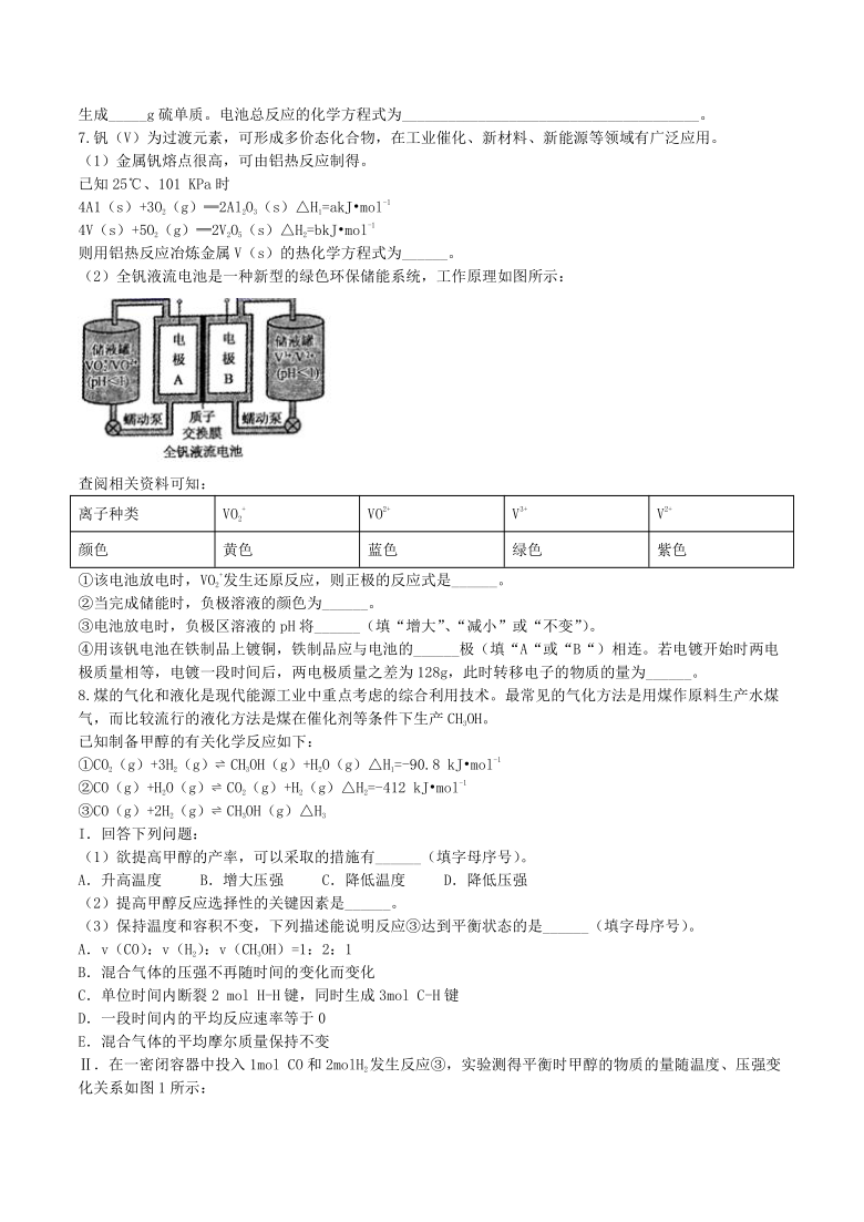 2021届高考化学二轮备考高频热点特训： 化学反应原理综合二（非选择题）(WORD版，含答案与解析)