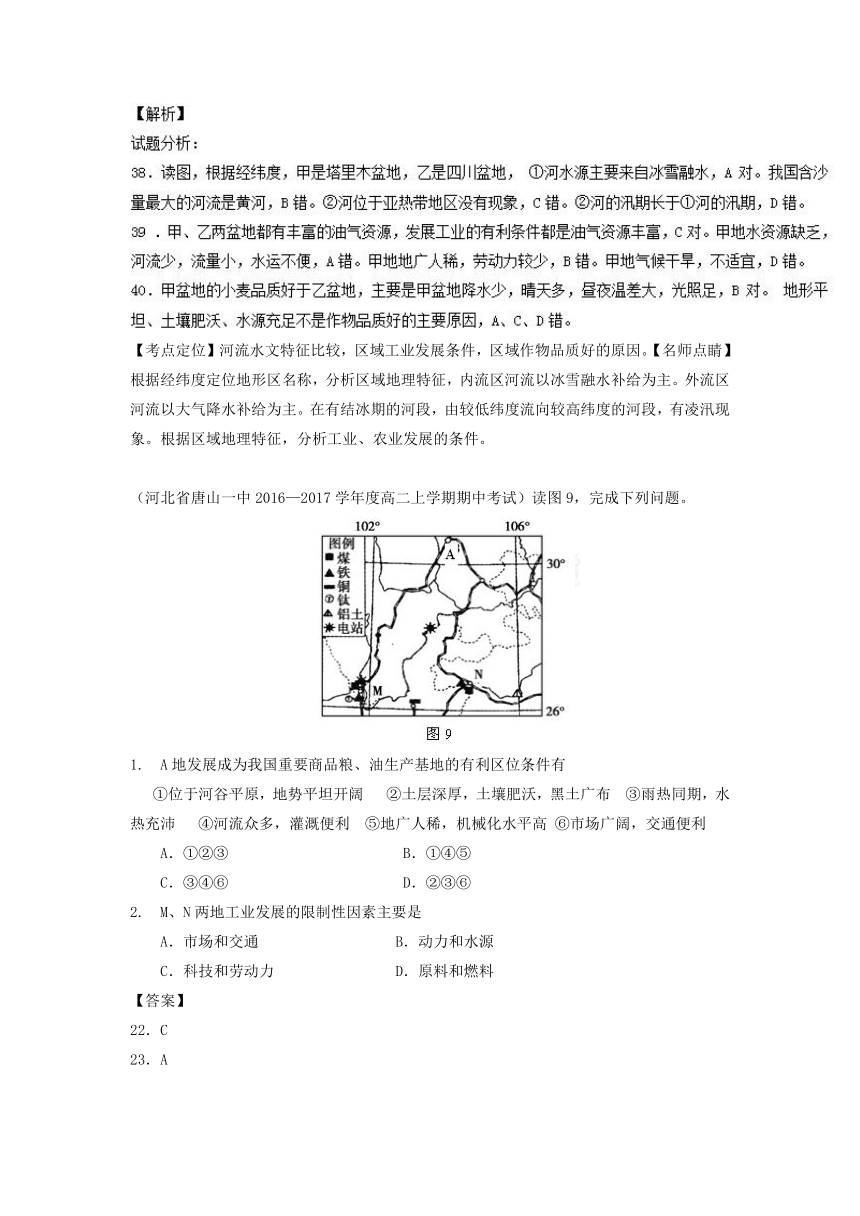 2016-2017学年高二地理好题汇编：专题15 西北地区（第02期）（区域地理）（含解析）