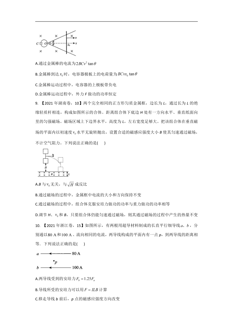 （8）磁场__2021年高考物理真题模拟试题专题汇编（有解析）