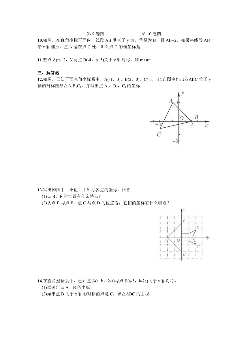 2017-2018学年八年级数学冀教版下册同步测试题 19.4 第2课时 图形的轴对称、缩放与坐标变化（含答案）