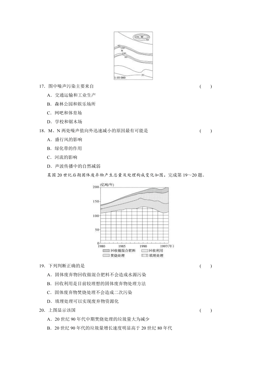 第四章 环境污染与防治 章末测试