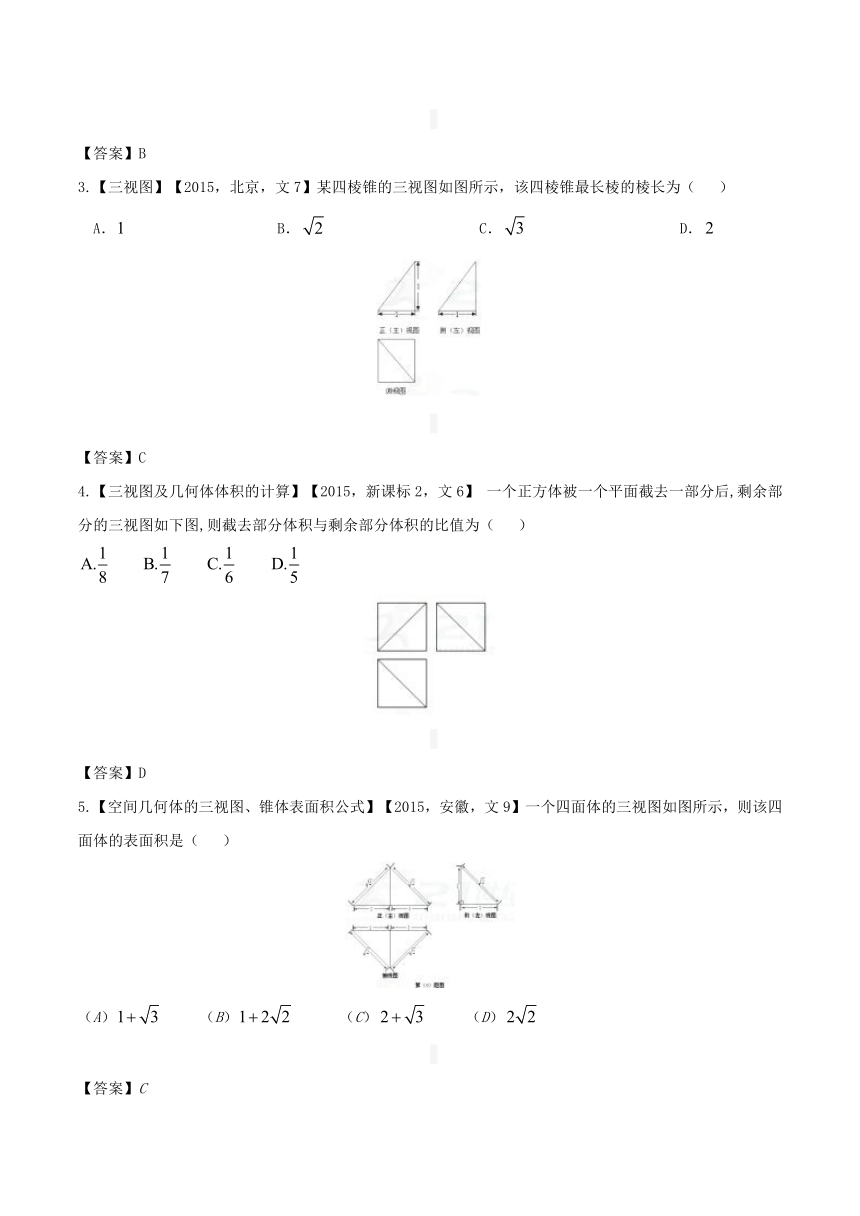 名师解读高考真题系列－高中数学（文数）：专题18+立体几何中三视图及其应用