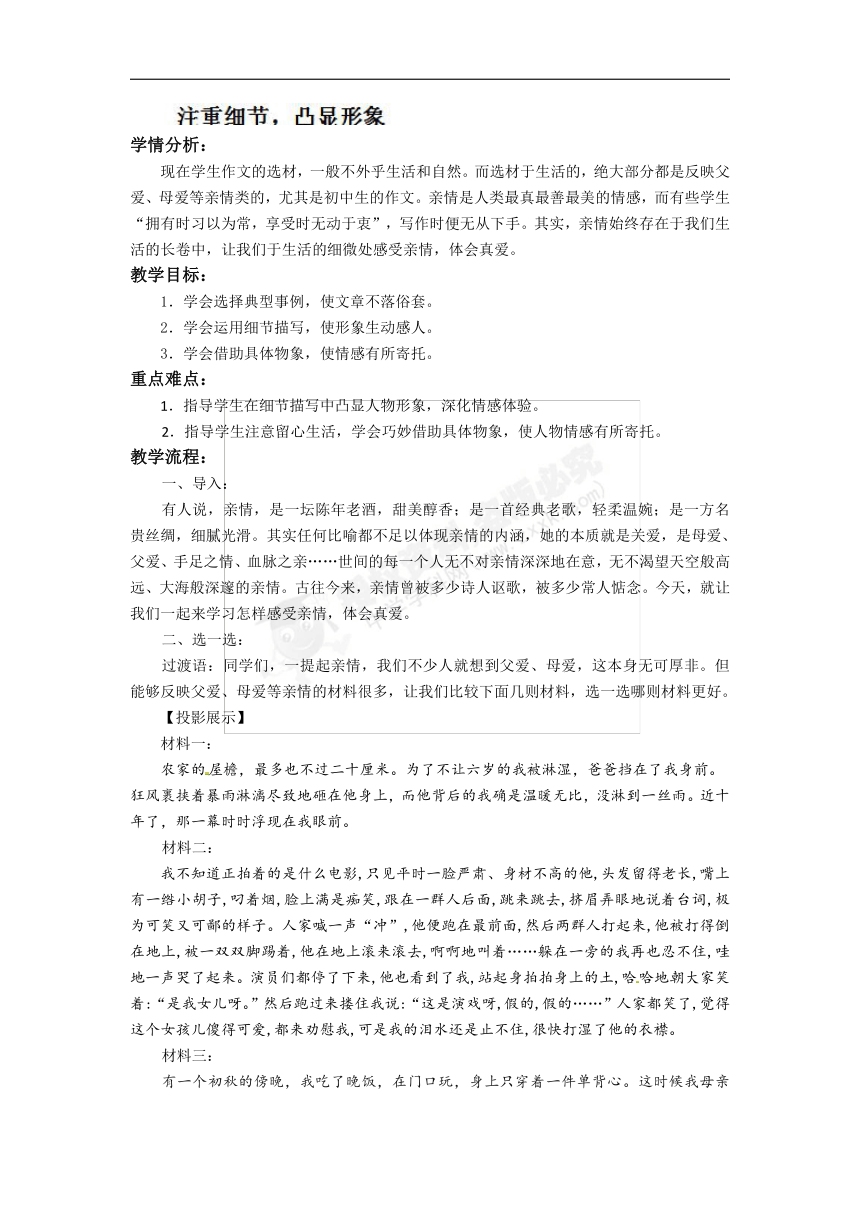 注重细节 凸显形象 教案