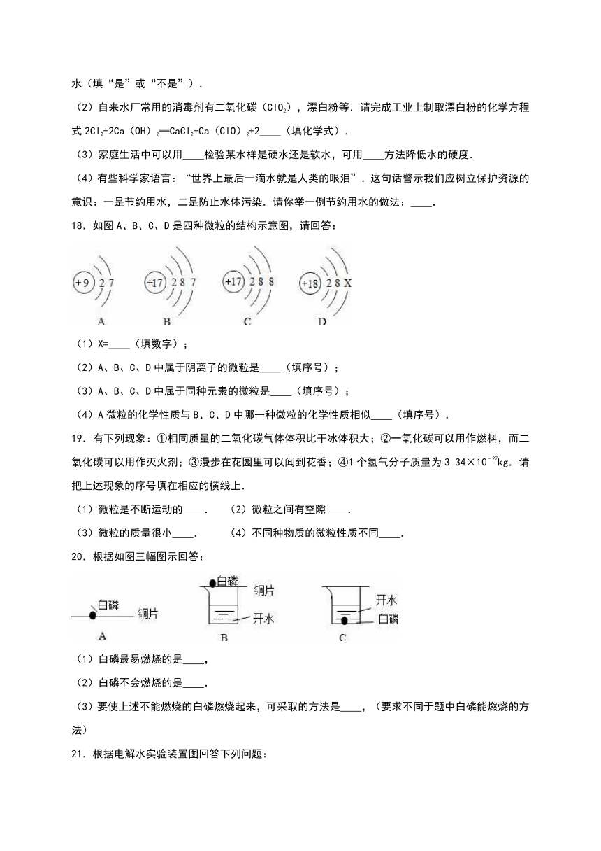 陕西省西安电子科技大学附中2016-2017学年九年级（上）期末化学试卷（解析版）