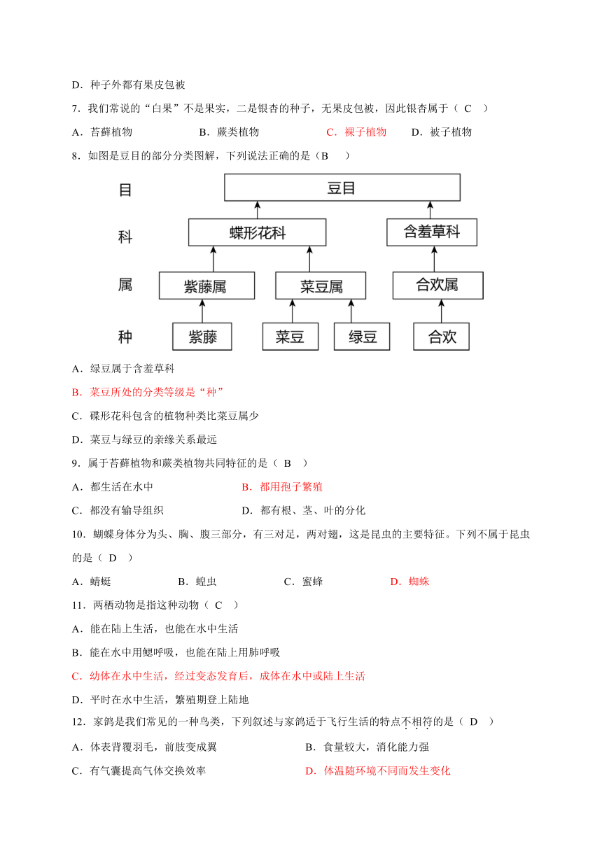 北京市朝阳区2016-2017学年八年级下学期期末检测生物试题（有答案）