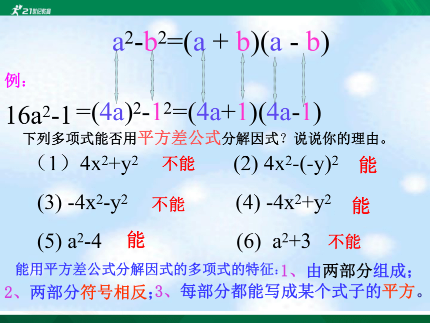 七下数学第四章4.3.1运用平方差公式进行因式分解