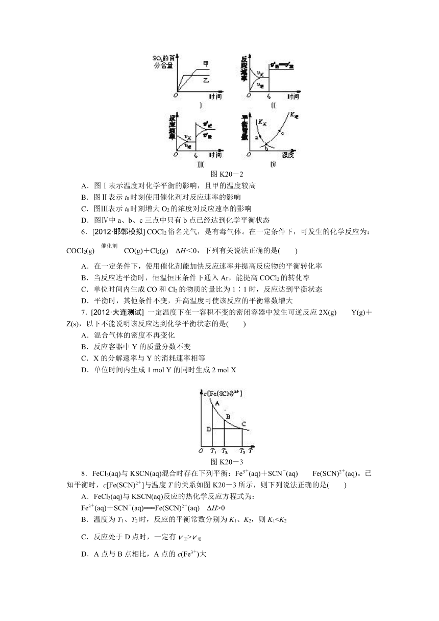 【江苏专用】2014年高考化学一轮复习方案：第二十单元　化学反应的方向与限度（含解析）