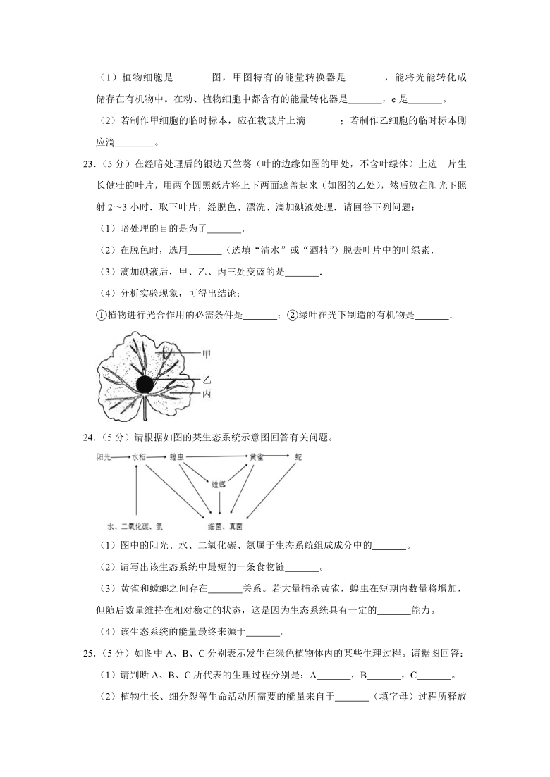 2020-2021学年重庆市綦江区七年级（上）期末生物试卷   解析版