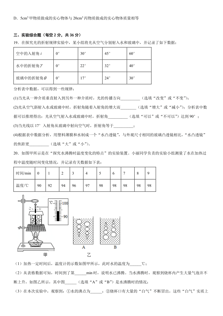 2020-2021学年安徽省合肥市八年级上学期物理期末考前适应卷（PDF版含答案）