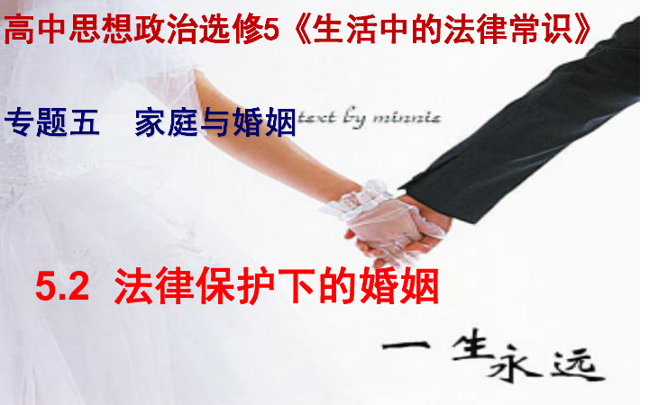 （选修5）生活中的法律常识 5.2法律保护下的婚姻 课件25张PPT