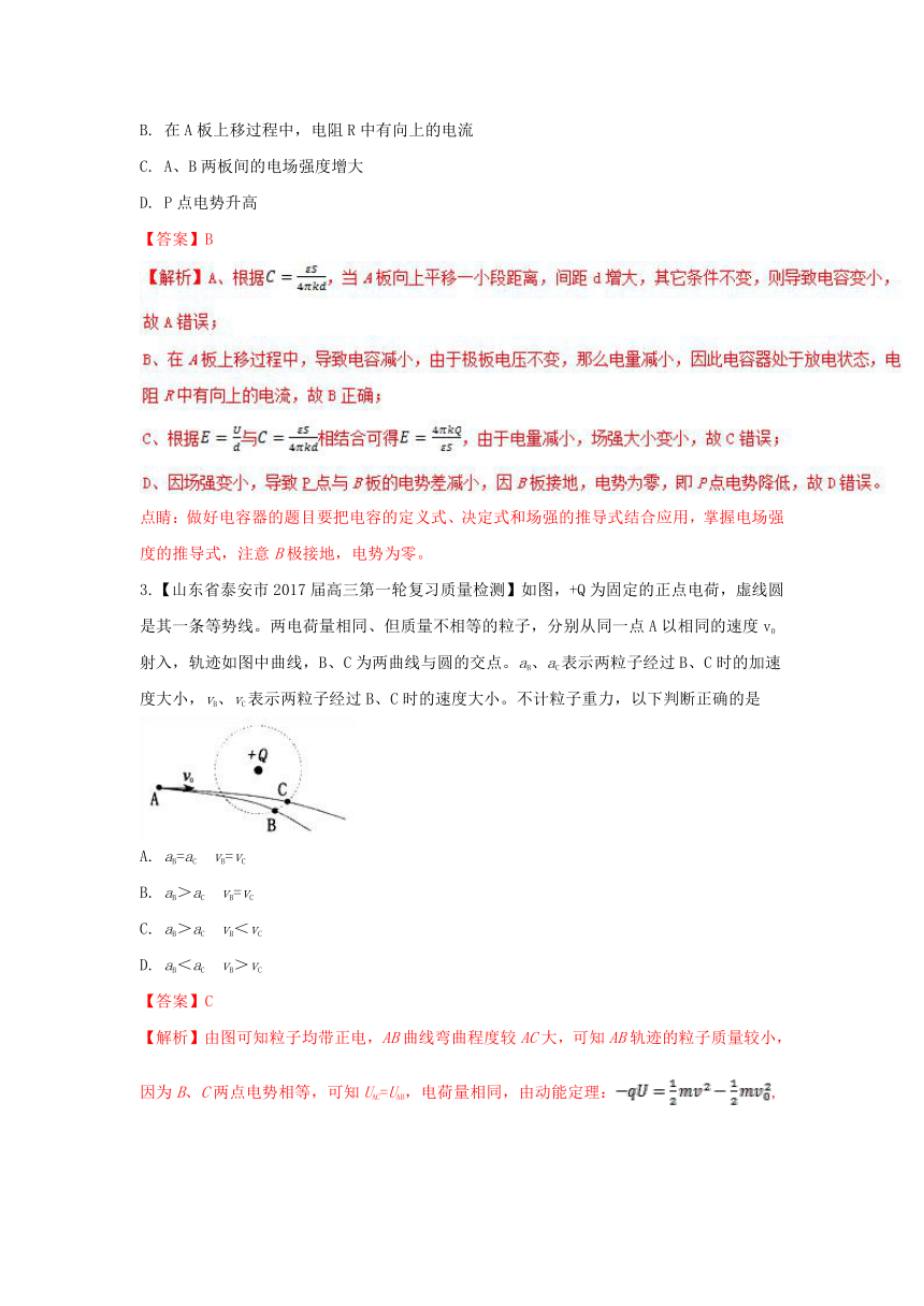 2017届高三物理百所名校好题速递分项解析汇编：专题07 电场（第07期）（解析版）