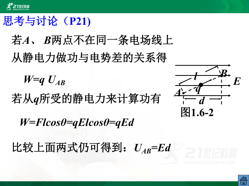 高中物理选修3-1第一章静电学-6.电势差与电场强度的关系（课件）