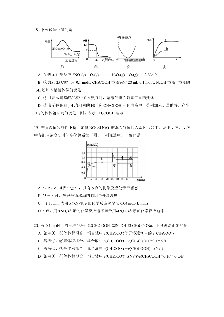 北京市101中学2014-2015学年高二下学期期中考试化学试卷