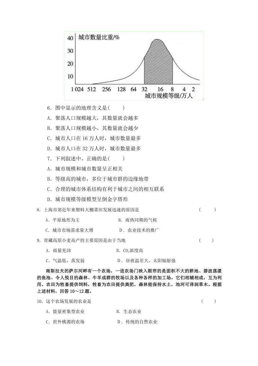 安徽省铜陵市第五中学2013-2014学年高一下学期5月月考 地理试题 Word版含答案