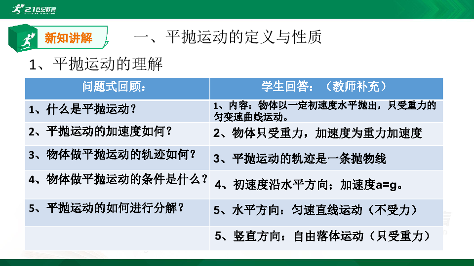 一轮复习第四章曲线运动第二节平抛运动课件