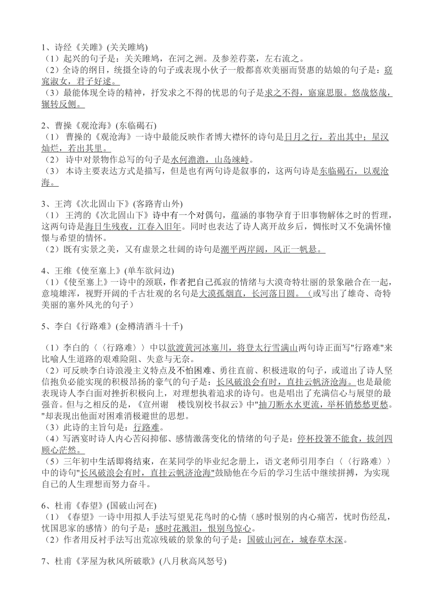 初中语文中考专区----古诗词专项练习