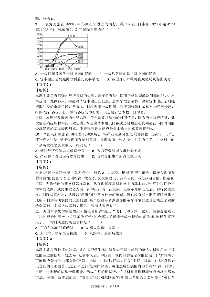 江苏省镇江市2017届高三第一次模拟考试高三历史试卷（解析版）