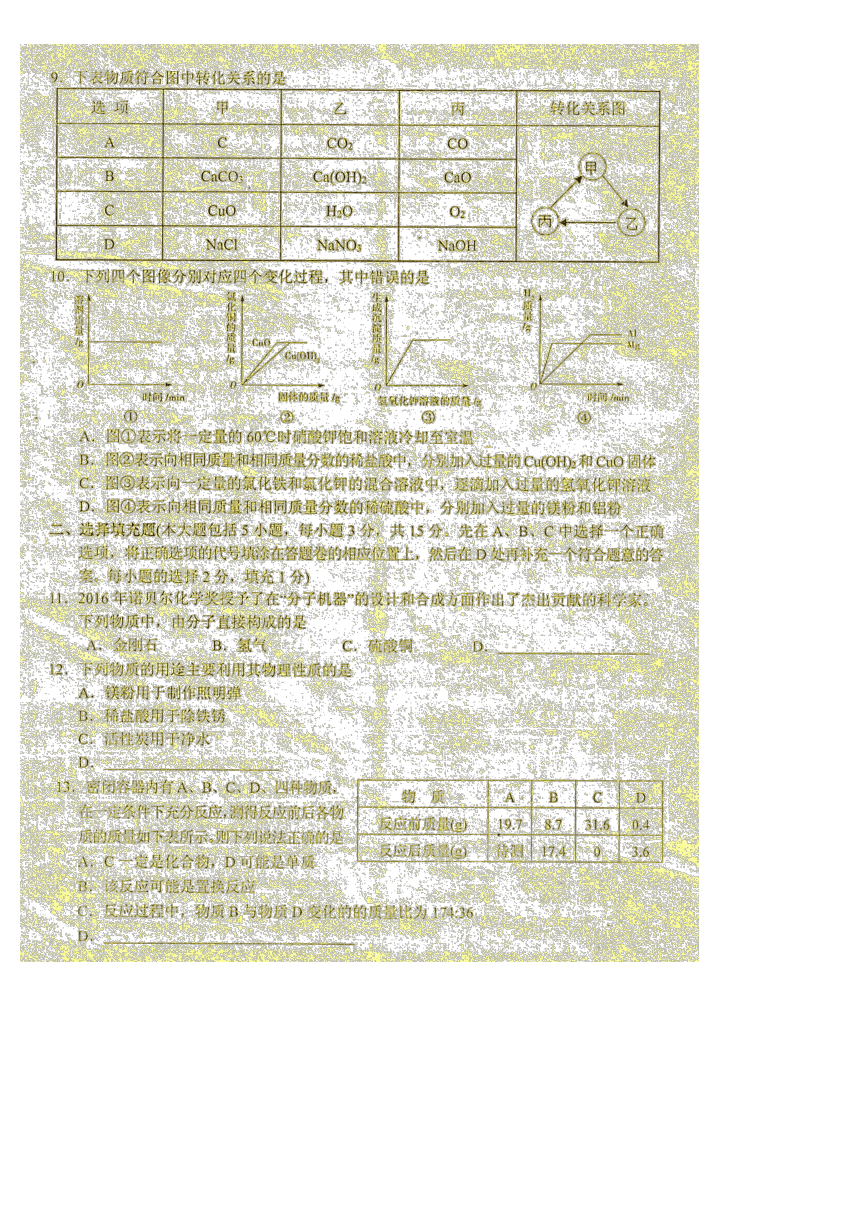 江西省萍乡市芦溪县2018届九年级二模模考试化学试题（扫描版，有答案）