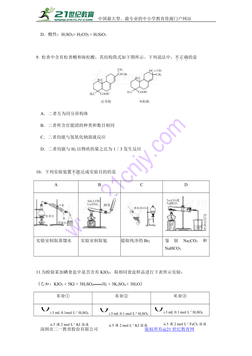 北京市海淀区2018届高三下学期适应性练习理综化学试题