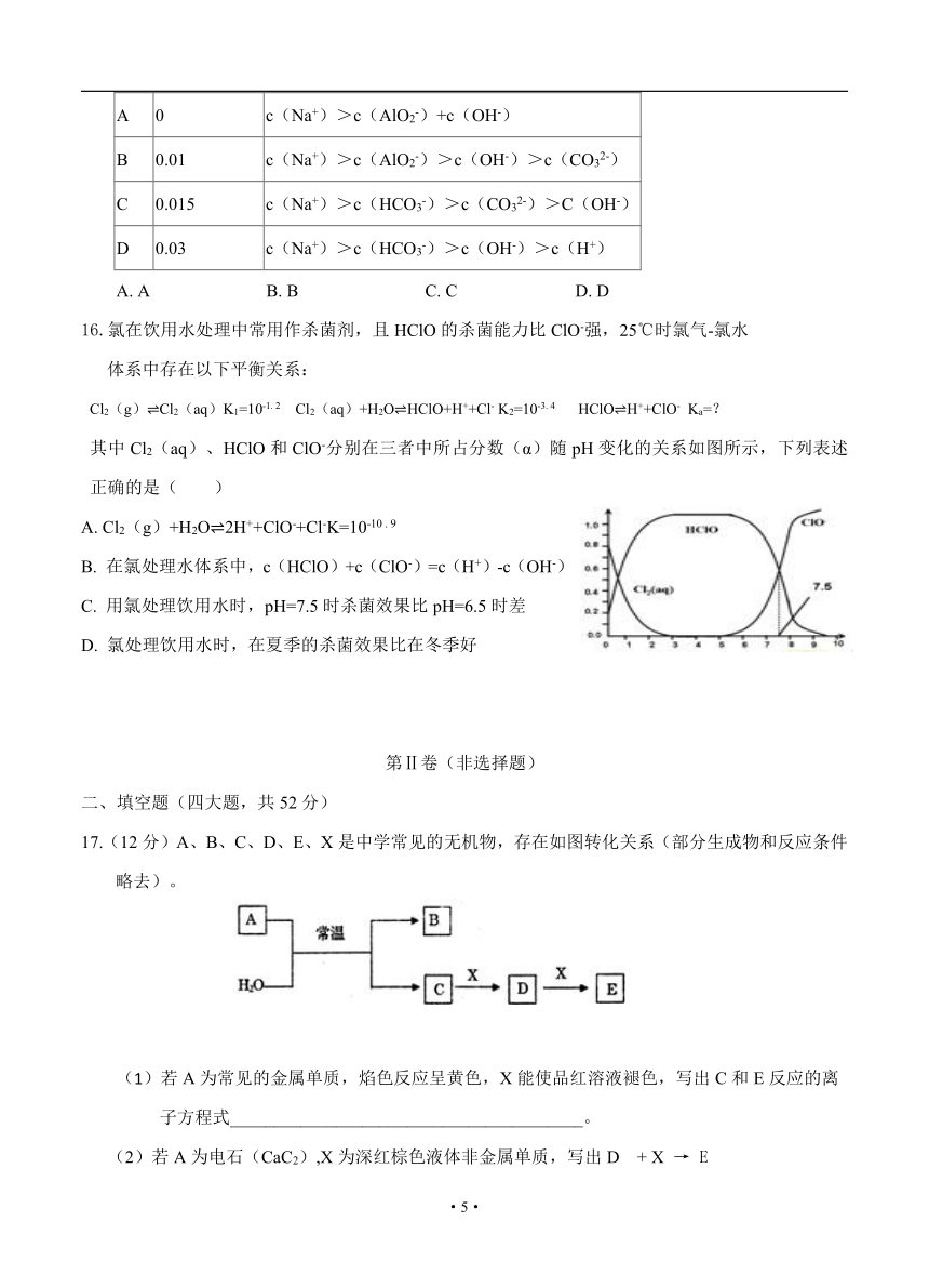 湖北省荆州市公安县2018-2019学年高三第一次月考 化学