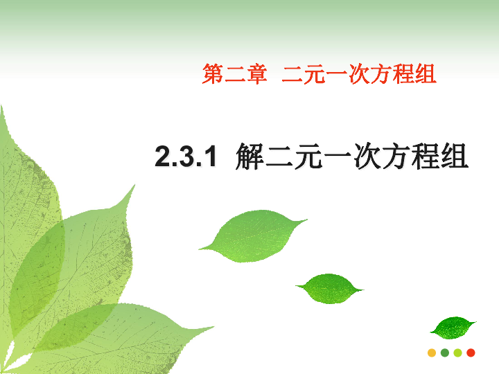 浙教版数学七年级下册2.3解二元一次方程组课件 共20张PPT