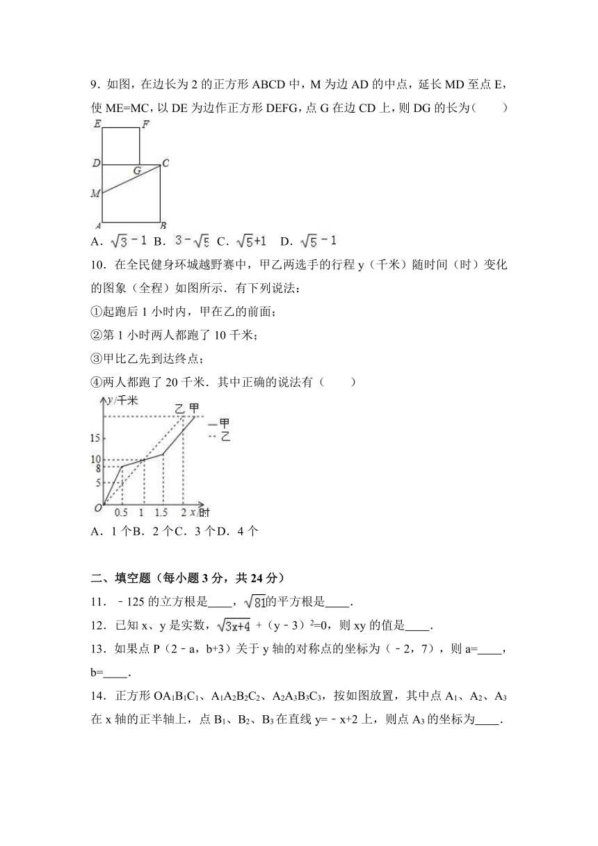 重庆市普通中学2016-2017学年八年级（上）期中数学复习试卷（解析版）