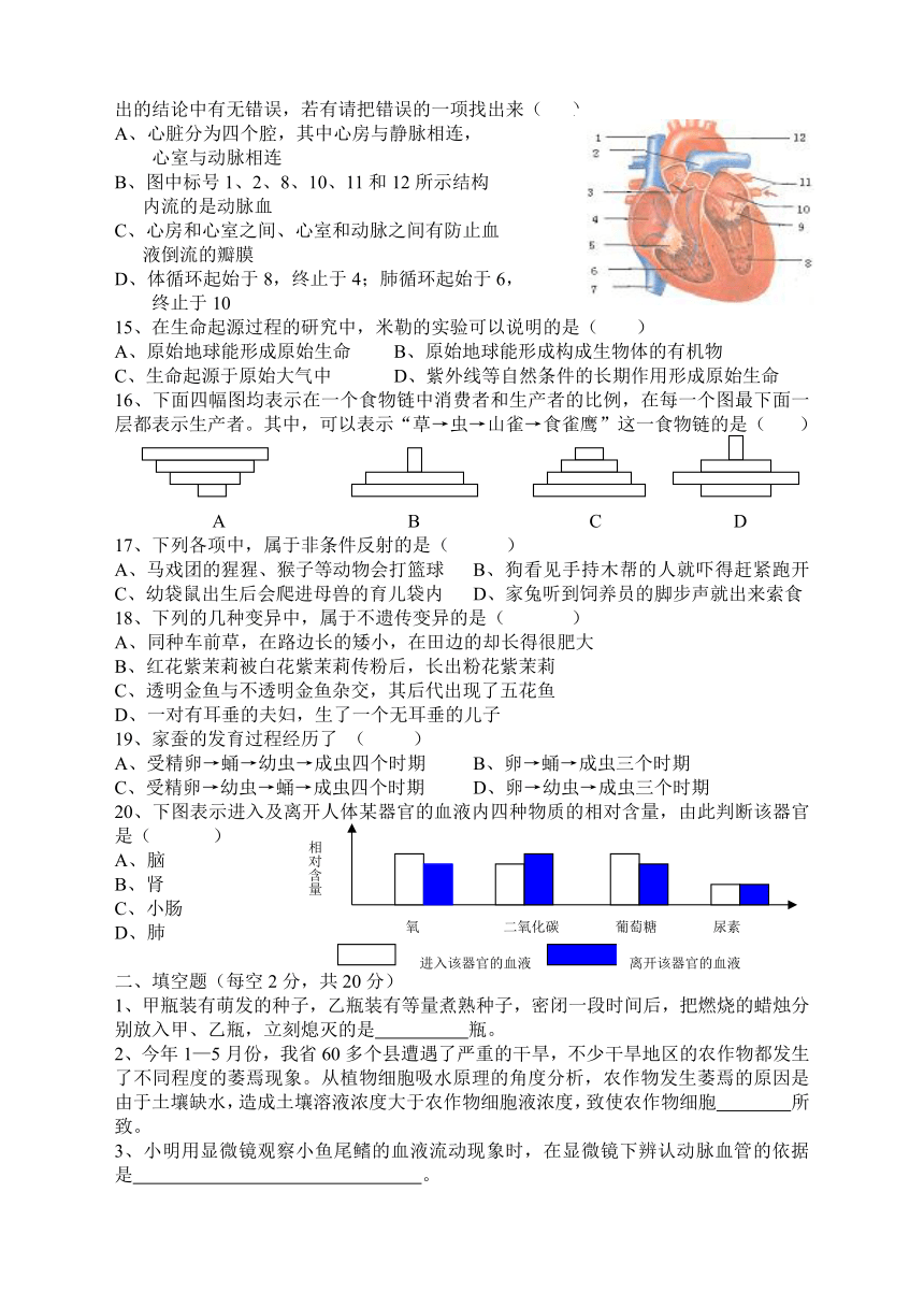 內江市初中2008級畢業會考生物試卷word版無答案