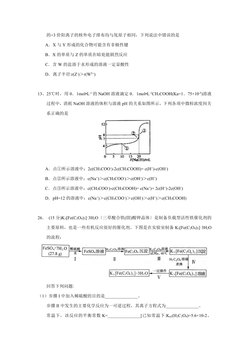 山东省济南市2016届高三下学期3月一模考试理综化学试题