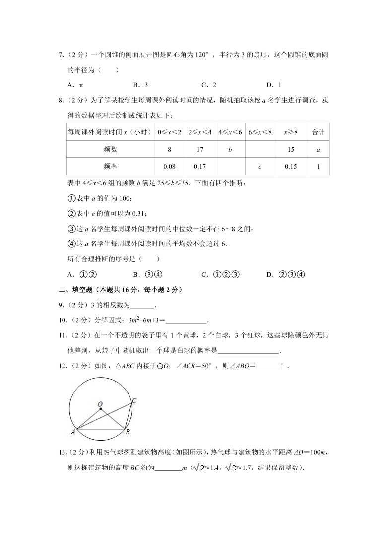 2021年北京市朝阳区中考数学二模试卷（Word版 含解析）