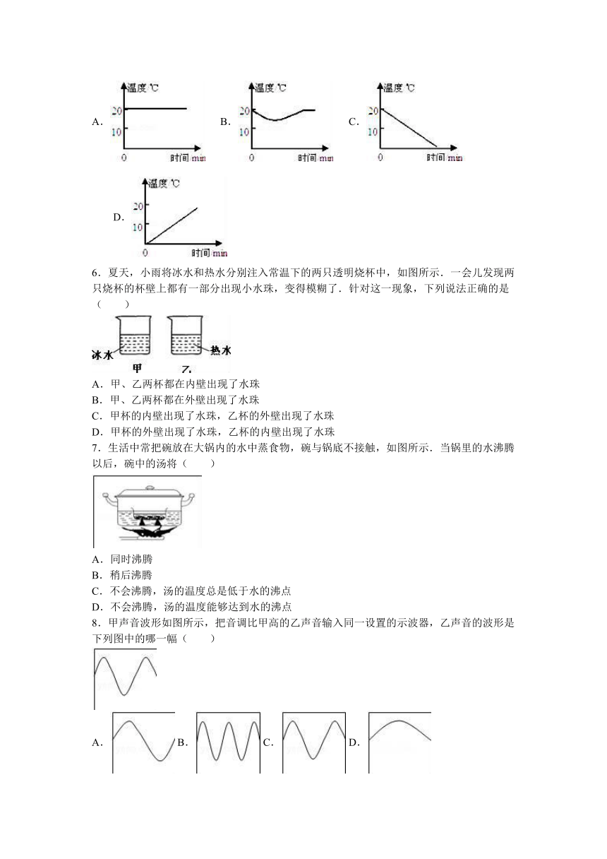 江苏省南通市启东市南苑中学2016-2017学年八年级（上）第一次月考物理试卷（解析版）