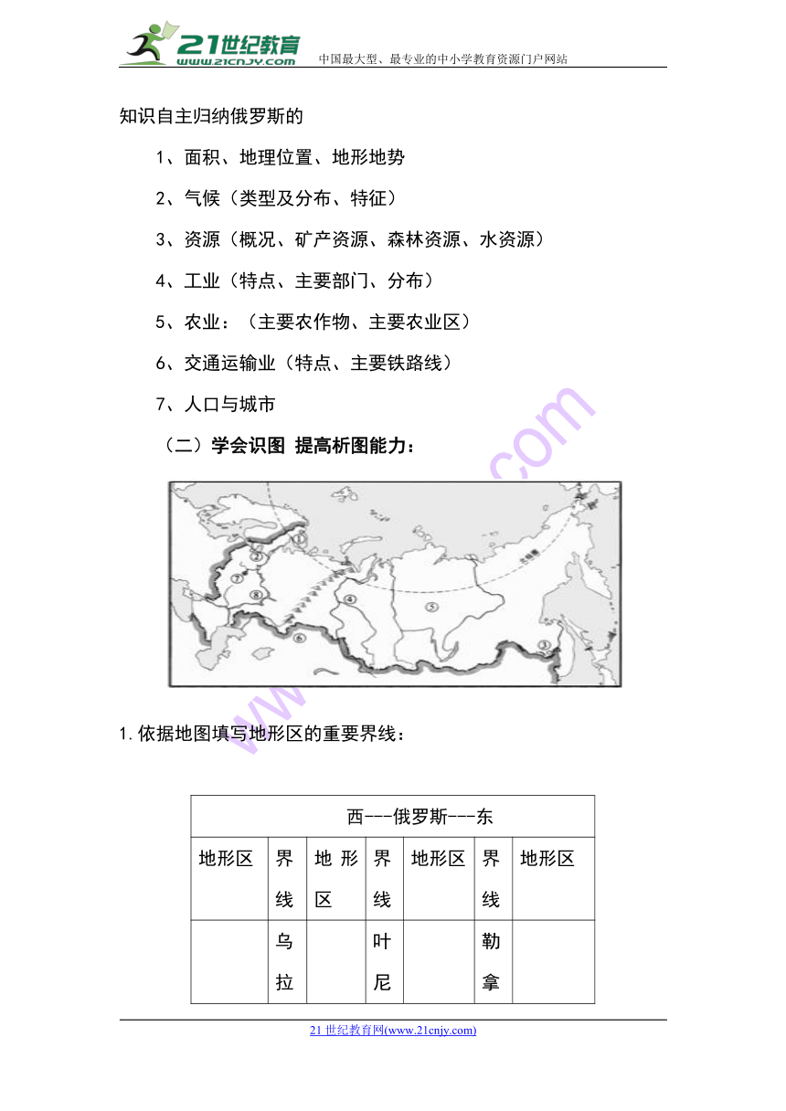 湘教版七下第八章第三节 俄罗斯学案