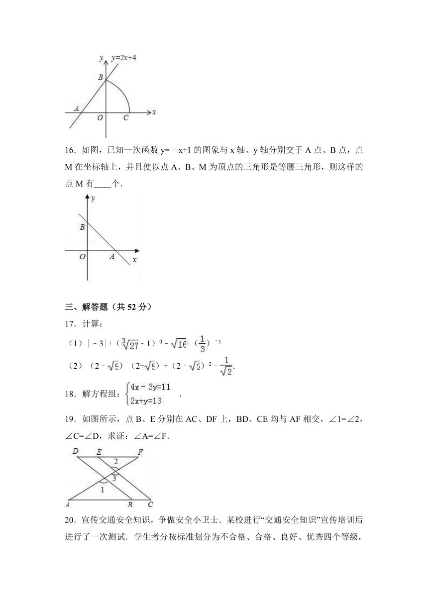 广东省深圳市福田区2016-2017学年八年级（上）期末数学试卷（解析版）