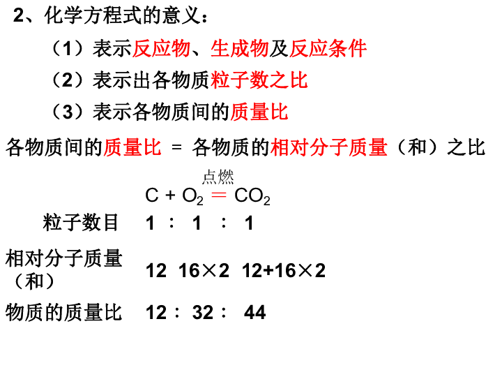 鲁教版九年级上册化学  5.2 化学反应的表示 课件（22张PPT）