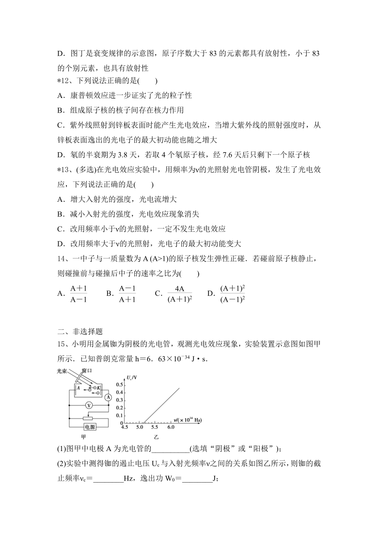 2021届四川广安五福中学高考物理二轮训练：动量守恒、波粒二象性、原子物理word版含答案