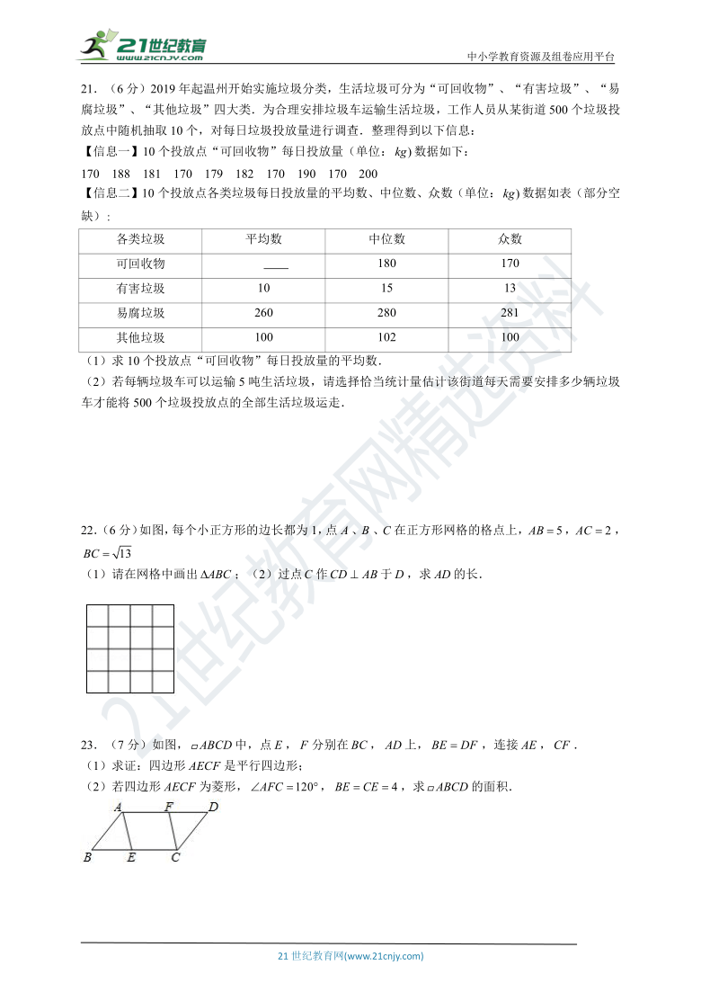 浙教版2021年八年级（下）数学期末全真模拟卷（10）（含解析）