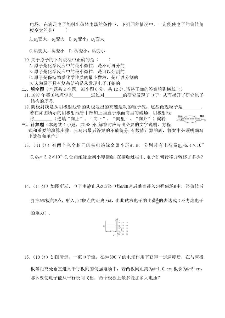 2.1 电子的发现与汤姆孙模型 同步练习 (含答案解析) (1)