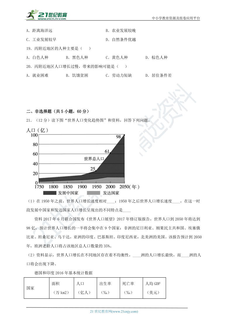 人教版（新课程标准）七年级上册第四章居民与聚落单元测试一（含解析）