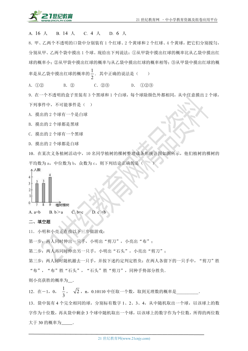 第2章简单事件的概率单元检测A卷