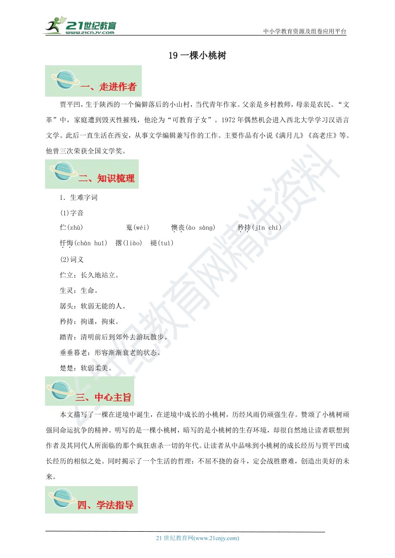 19 一棵小桃树 导学精练