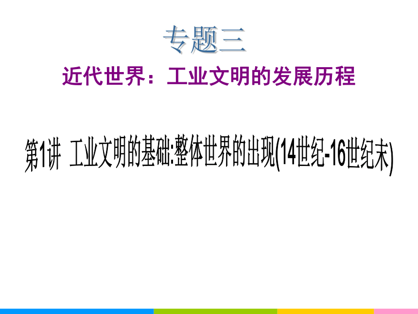 2013届高中新课标二轮历史总复习（湖南用）专题3 第1讲 工业文明的基础：整体世界的出现（14世纪-16世纪末