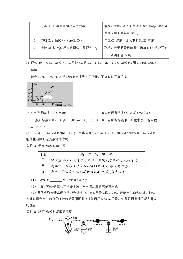 河北省武邑中学2019届高三下学期第一次质检化学试题