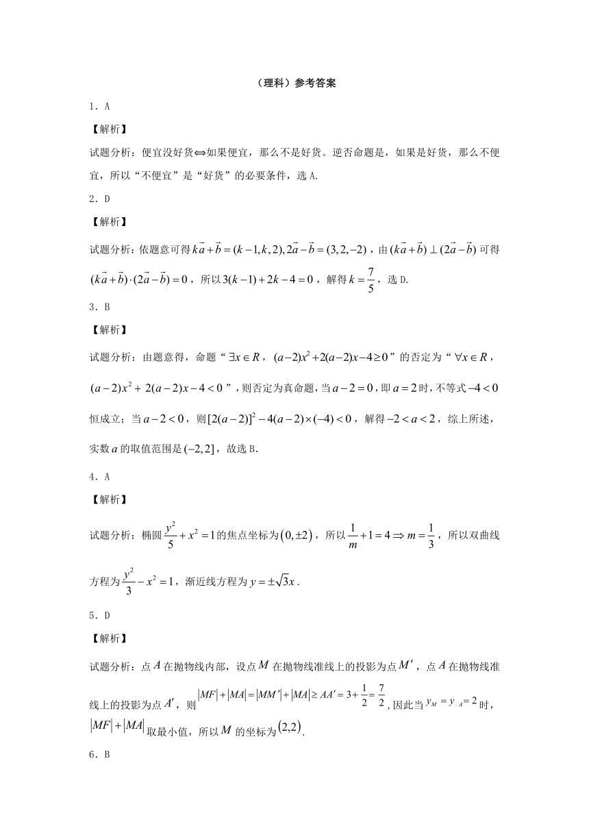 甘肃省临夏中学2016-2017学年高二上学期期末考试数学（理）试题（普通班）+Word版含答案